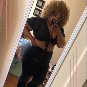 Navy flower crop top